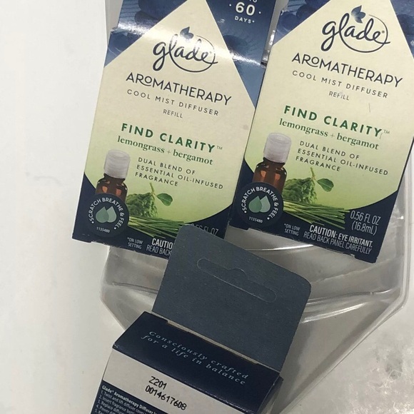 Glade Aromatherapy Cool Mist Lot of 3 Oil Diffuser Refill Clarity Lemongrass NEW - Picture 3 of 6